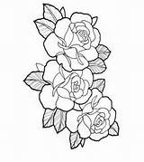 Tattoo Rose Outline Stencil Tattoos Old School Flowers Roses Drawing Stencils Drawings Three Flower Leaves Designs Trendy Sleeve Choose Board sketch template