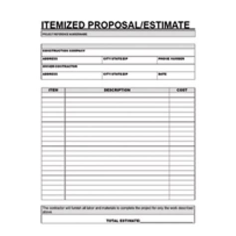 printable contractor proposal forms home clearance