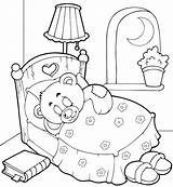 Coloring Teddy Bear Sleeping Pages Bedroom Bears Children Beatiful Cuddly Picnic sketch template