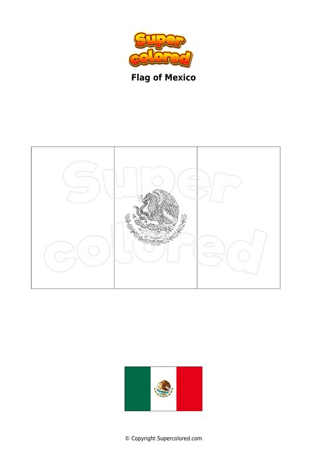 coloring page flag  mexico supercoloredcom