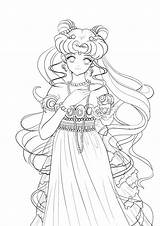 Serenity Coloring Pages Princess Queen Sailor Moon Line Manga Anime Crystal Deviantart Adult Cool Getcolorings Color Printable Print Choose Board sketch template