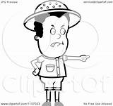 Safari Boy Pointing Angrily Clipart Cartoon Coloring Outlined Vector Thoman Cory Royalty sketch template