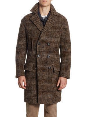 plaid wool overcoat  brown wool overcoat wool plaid brown overcoat