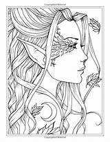 Coloring Adult Pages Fairy Elf Adults Sheets Books Journal sketch template
