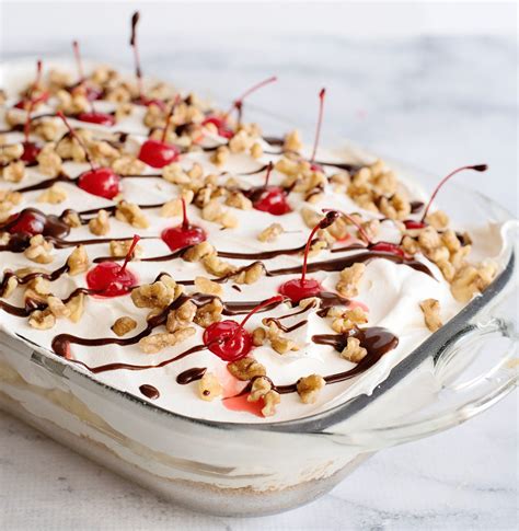 bake luscious banana split dessert  incredible recipes