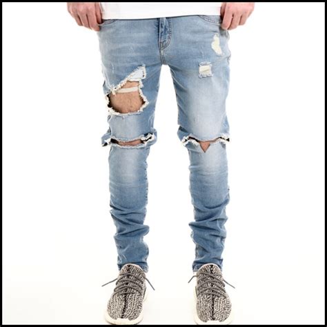 custom washed blue men ripped skinny jeans denim jeans buy jeans