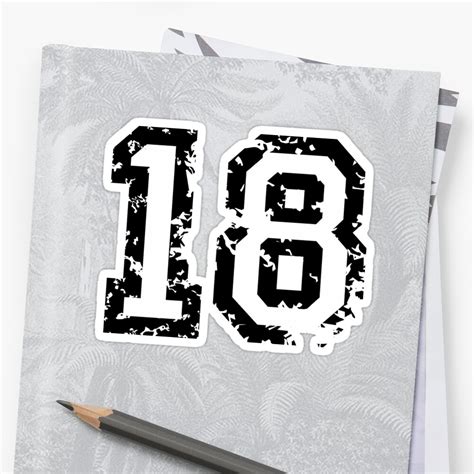 number eighteen    color white sticker  theshirtshops redbubble