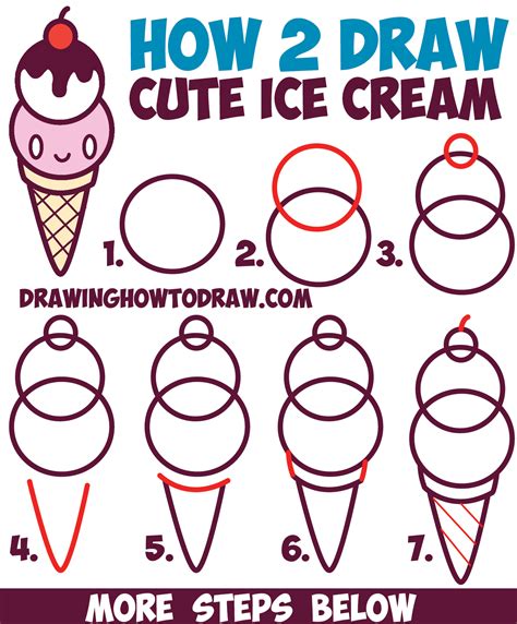 How To Draw Cute Kawaii Ice Cream Cone With Face On It