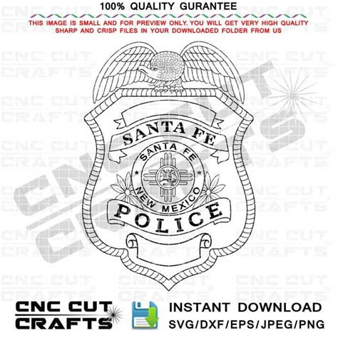 santa fe police officer badge vector svg cnc laser cut etsy