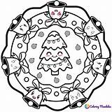 Christmas Coloring Mandala Mandalas Kids Color Holiday sketch template