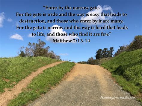 narrow road leads  life mt   healing surrender