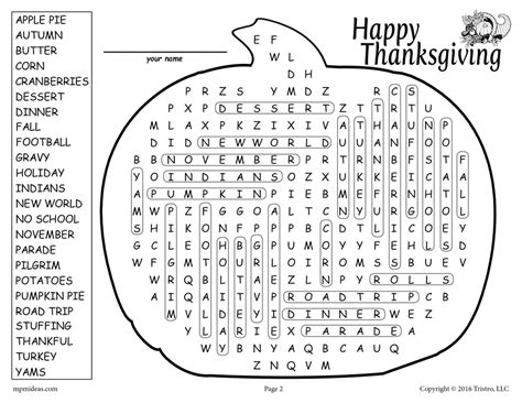 printable thanksgiving word search supplyme