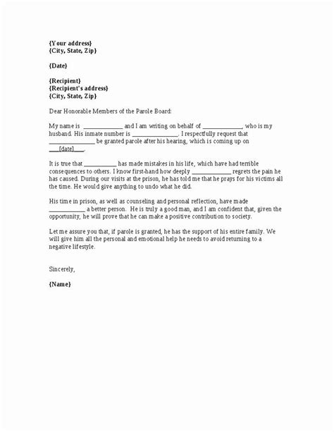 parole support letter template