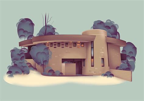 artistic illustrations  homes  frank lloyd wright