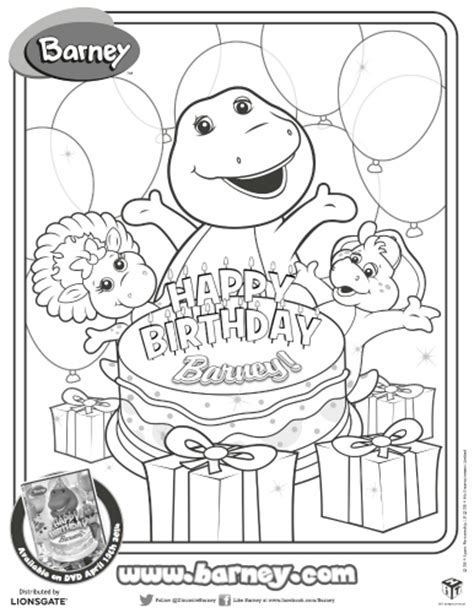 happy birthday barney printable coloring page mama likes