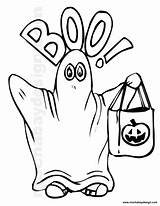 Ghost Boo Coloring Cute Halloween Kids Printable Pumpkin Bag Text Big sketch template