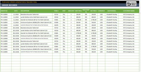 procurement tracking excel template
