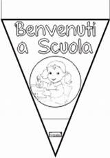 Festone Accoglienza Benvenuti Bandierina Bambina Maestra sketch template