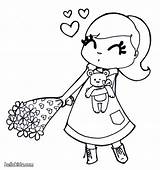 Coloring Flowers Pages Girls Popular Valentine sketch template