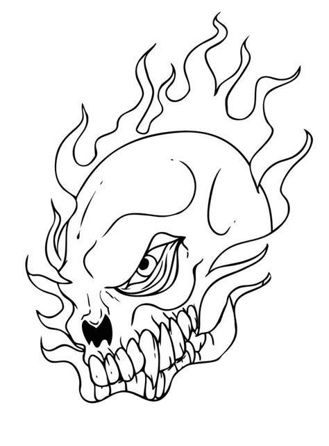 flaming skull coloring page coloring page page  kids  adults