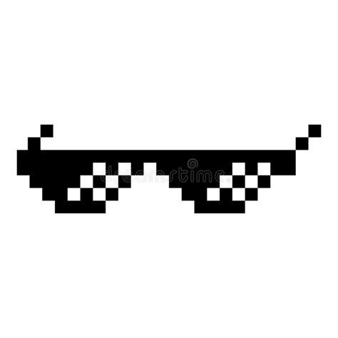 Sun Glasses Pixel Icon Black Color Illustration Flat Style