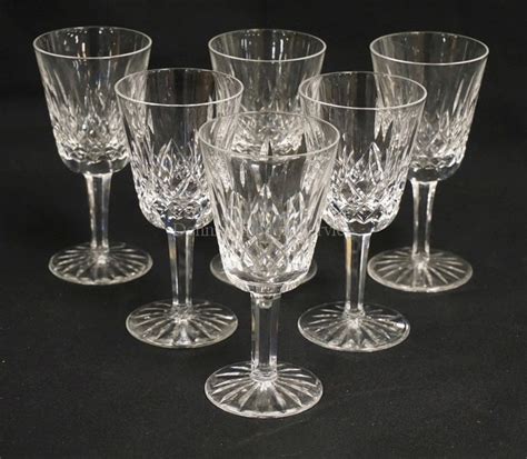 sold price set of 6 waterford lismore cut crystal wine glasses 5 1