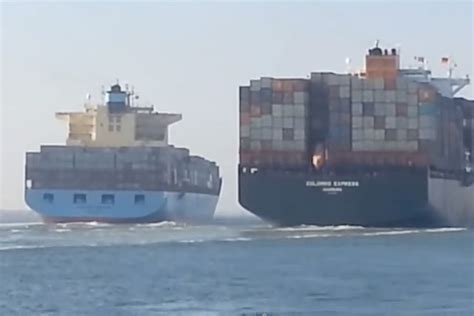 Watch Two Huge Container Ships Crash Into Each Other
