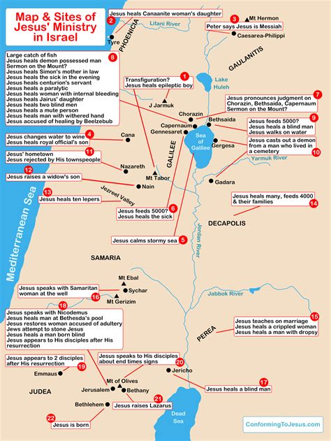 map  jesus ministry  israel jesus ministry sites  palestine