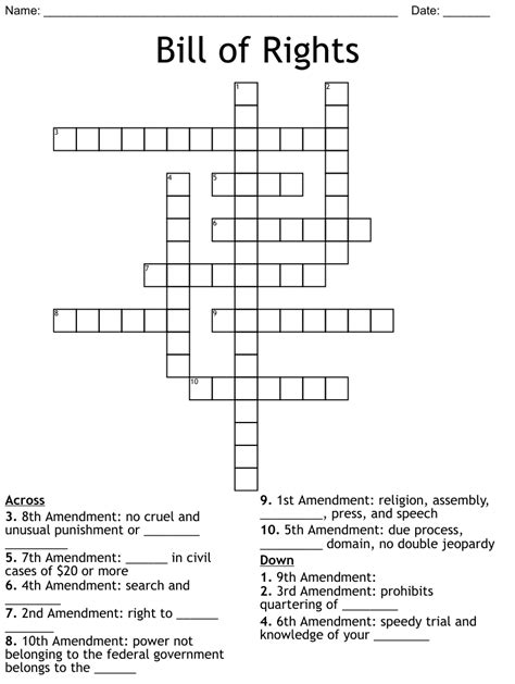 10 Amendments Worksheet Wordmint