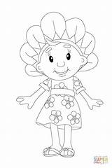 Fifi Coloring Pages Flowertots Standing Floral Dress Her Supercoloring Silhouettes sketch template