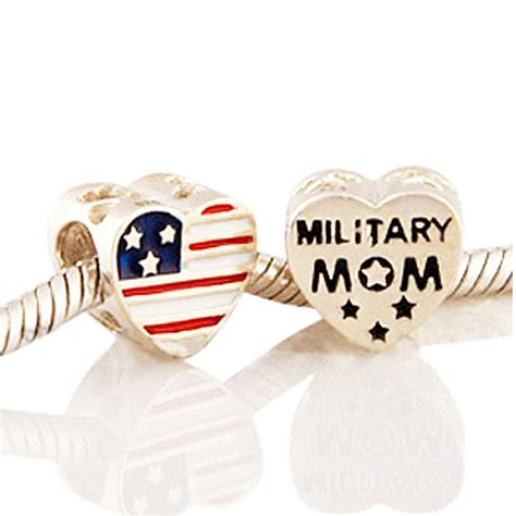 Patriotic Usa Flag Military Mom Heart Enamel 100 925 Sterling Silver