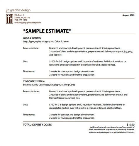 sample estimate templates docs  excel