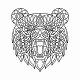 Bear Tribal Head Tattoo Vector Illustrations Bears Ethnic Form Pattern Doodle Illustration Stock sketch template
