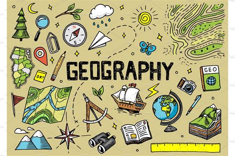 set  geography symbols custom designed illustrations creative market