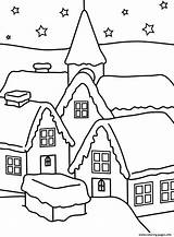 Coloring House Winter Pages Print Color sketch template