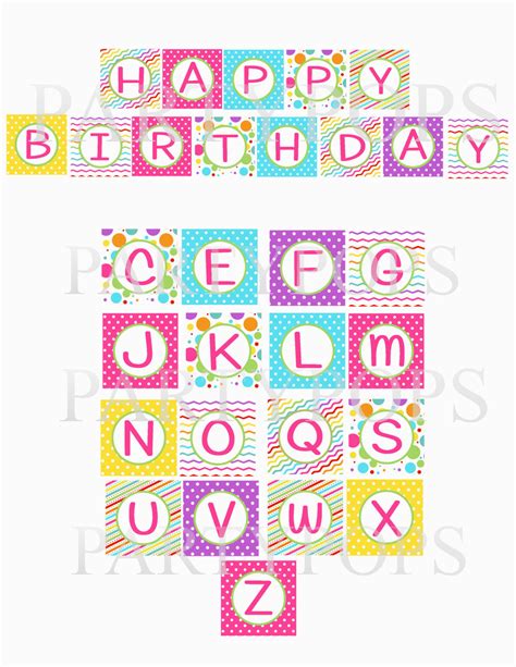 happy birthday printable letters customize  print