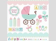 Baby clipart in teal pink baby rattles baby by LillyBimble on Etsy