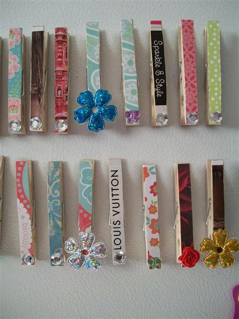 Decorate Clothes Pins Then Glue Small Magnets To The Back