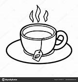 Tea Coloring Hot Pages Cup Template sketch template