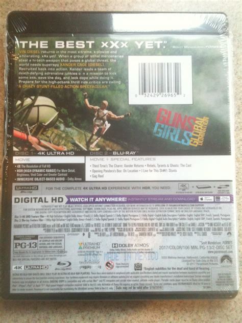 Xxx Return Of Xander Cage 4k Ultra Hd Blu Ray 2017 W Digital Copy