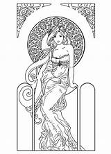 Coloring Nouveau Pages Woman Maleficent Drawing Adult Book Adults Goddess Inspiration Printable Colouring Drawings Dragon Style Justcolor Kids Sheets Celtic sketch template