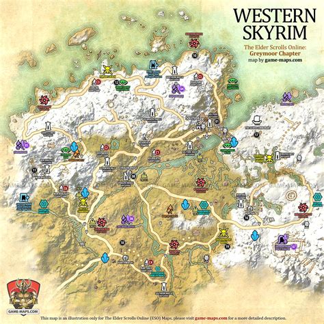 western skyrim map  eso greymoor chapter  elder scrolls