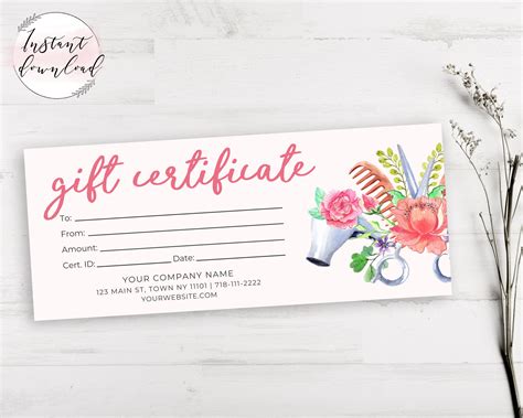 hair salon gift certificate template