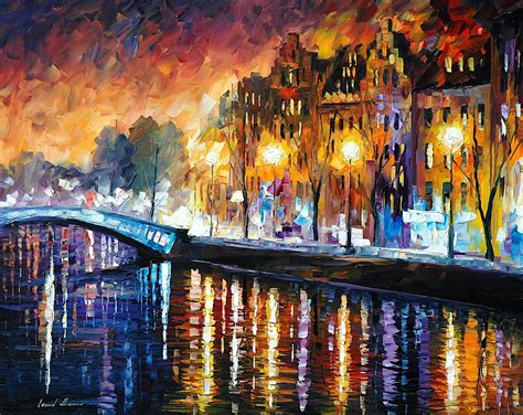 Amsterdam — Winter Reflection — Palette Knife Oil Painting