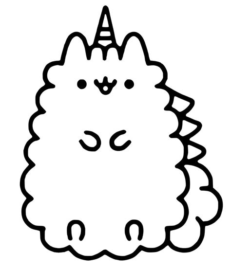 lovely pusheen  horn coloring page  printable coloring pages