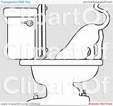 Coloring Toilet Drinking Cat Clip Illustration Vector Outline Royalty Djart Transparent Background sketch template