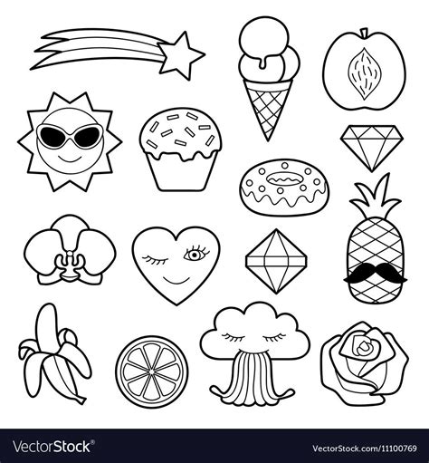 fashion patches set royalty  vector image vectorstock coloring