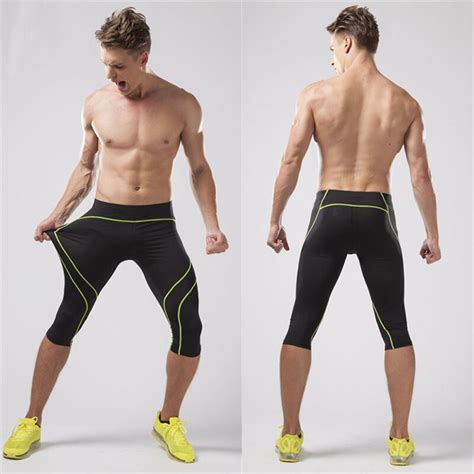 compression running pants men s 3 4 jogging pants gym clothing sports
