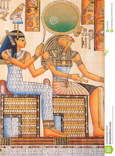 Egyptian Painting On Papyrus Stock Image Image Of Cairo