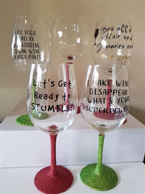 Custom Made Glitter Wine Glasses Using Cricut Glitter